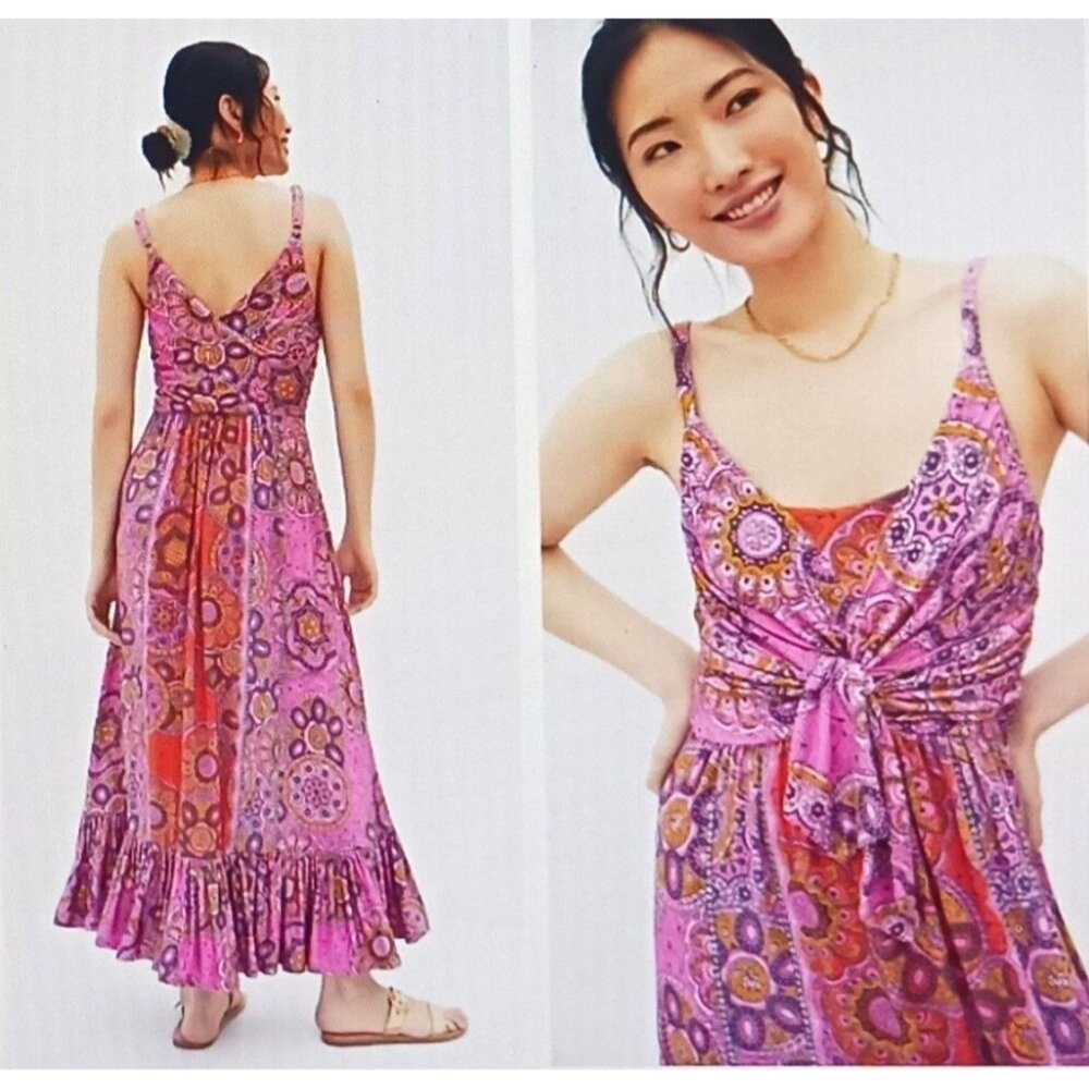 Maeve Pink and Orange Maxi Dress
